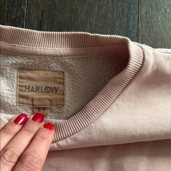 Harlow Cropped Pale Pink Crewneck Sweatshirt - Picture 2 of 3